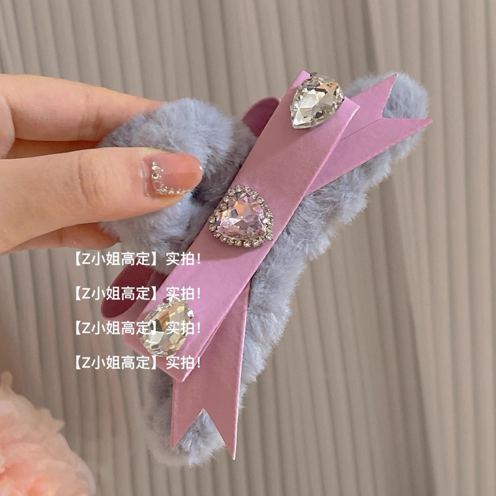 Pink and Gray Hair Clip with Gem Accents